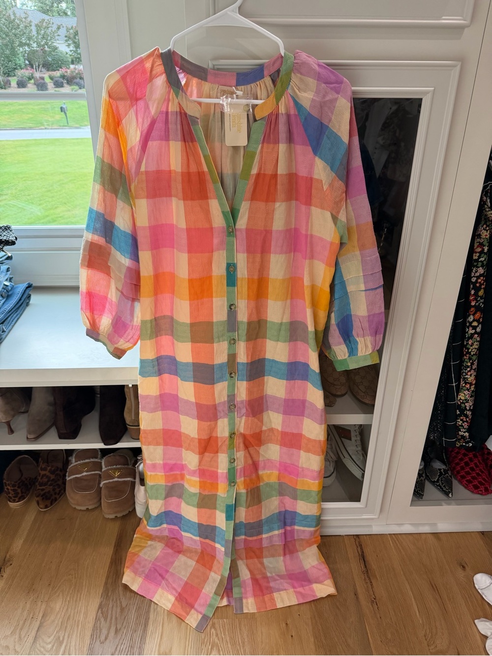 NWT Sunshine Tienda Rainbow Plaid Cleo Maxi Dress - size small - Picture 4 of 4